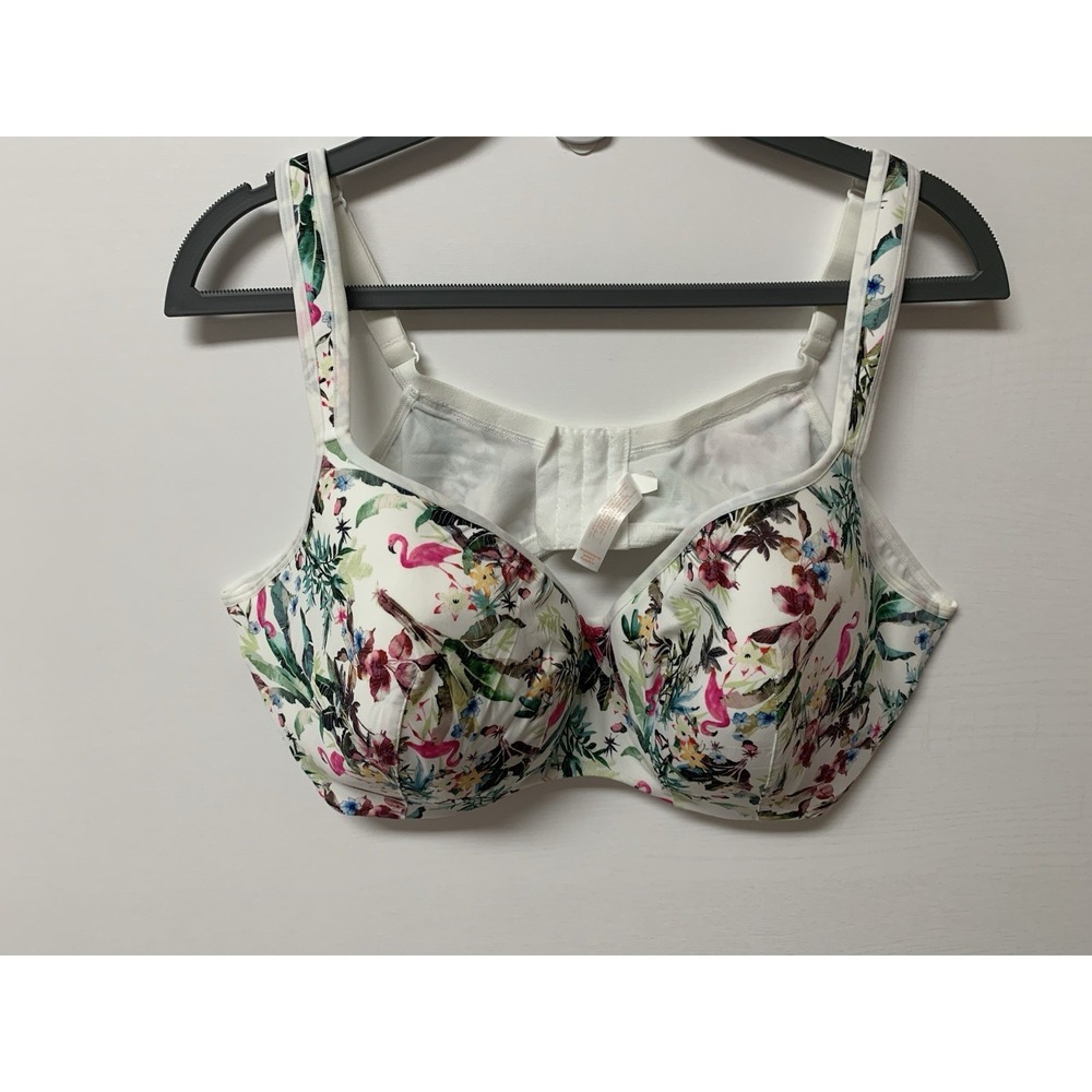 Cacique Bra Womens 46DD Balconette Lightly Lined Full Coverage Underwired Floral